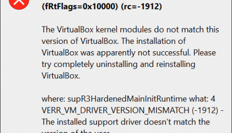 VirtualBox error rc=-1912